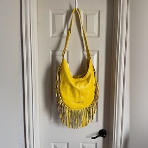 Sassy Jones Dina Leather Fringe Crossbody Bag (YELLOW)